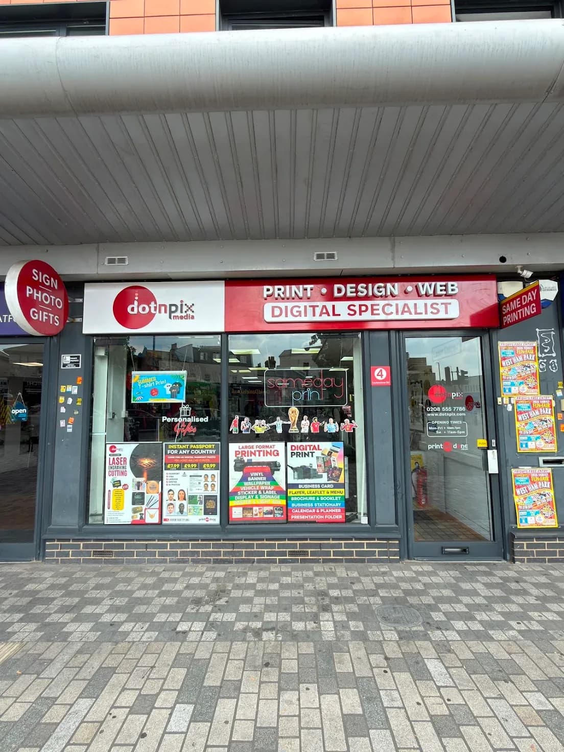 The Dotnpix Media shopfront on Leytonstone Road, where the laser studio works from